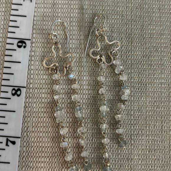 Sterling, silver and moonstone beads chandelier earrings - Picture 1 of 1